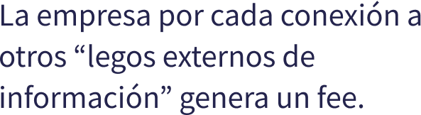 La empresa por cada conexin a otros legos externos de informacin genera un fee.