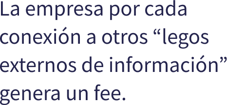 La empresa por cada conexin a otros legos externos de informacin genera un fee.